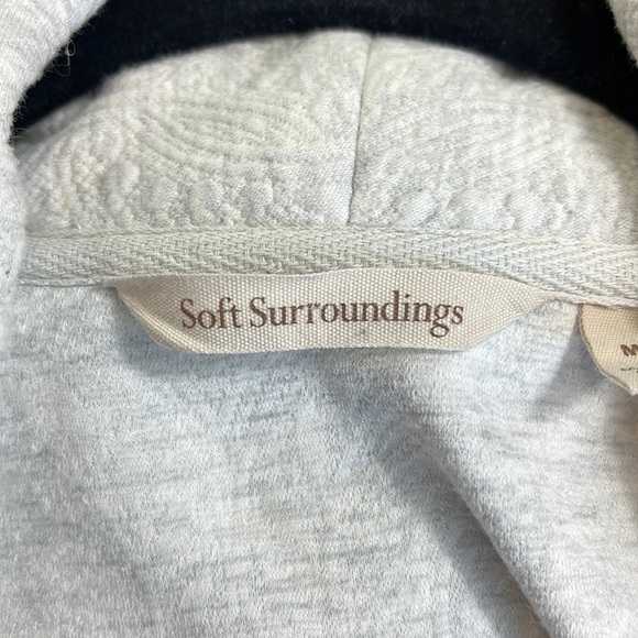 Soft Surroundings Jacket Women's Size M Cream & Gray Embossed Ribbon Tie Front - Picture 4 of 14